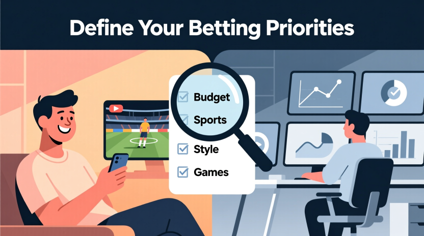 Illustration showing different betting personas and priorities for casino sportsbook selection