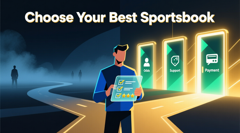Empowering illustration showing confident decision-making process for choosing the best sportsbook