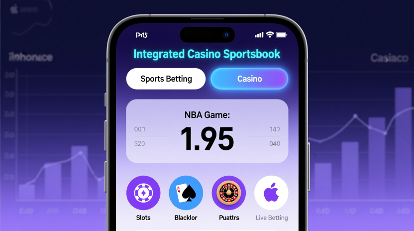 Integrated casino sportsbook platform interface showing sports betting and casino gaming options