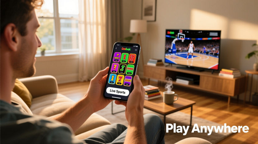 Hands holding smartphone with casino sportsbook app