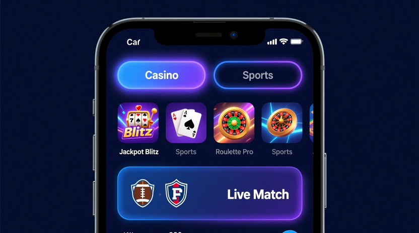Mobile casino sportsbook interface showing unified platform