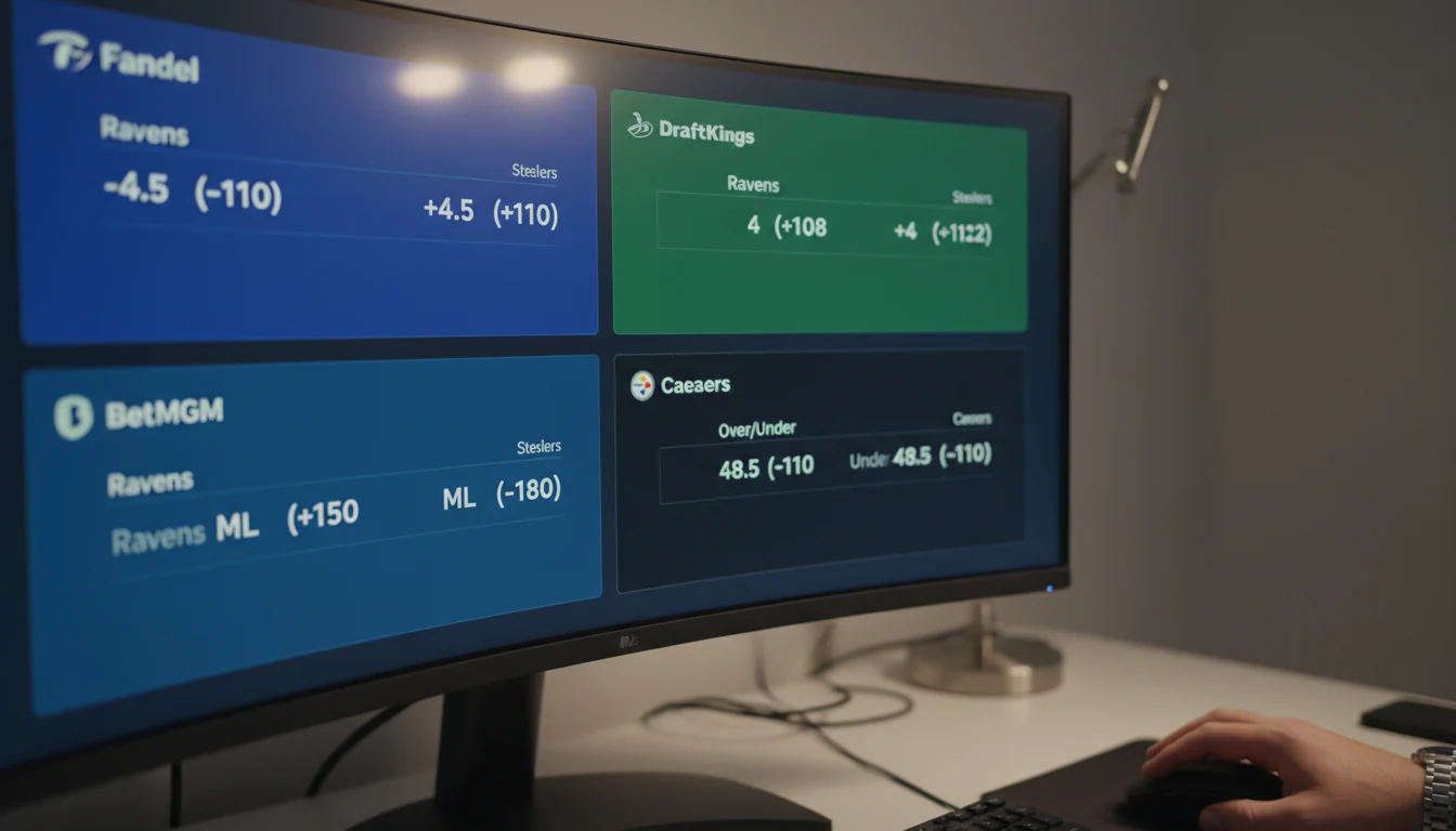 Multiple sportsbook odds displayed on screen showing different betting lines