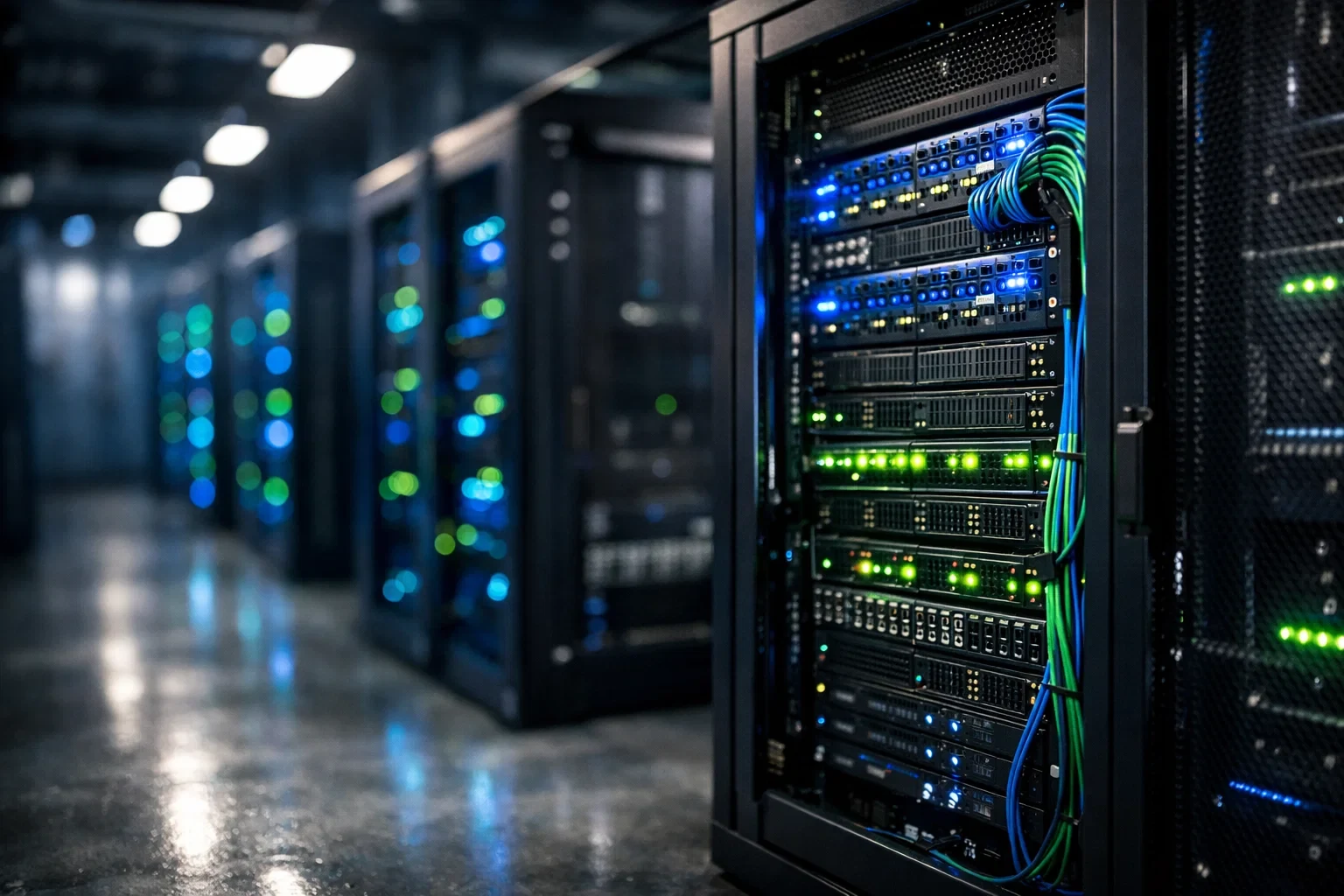 Server room with glowing racks powering online betting platforms