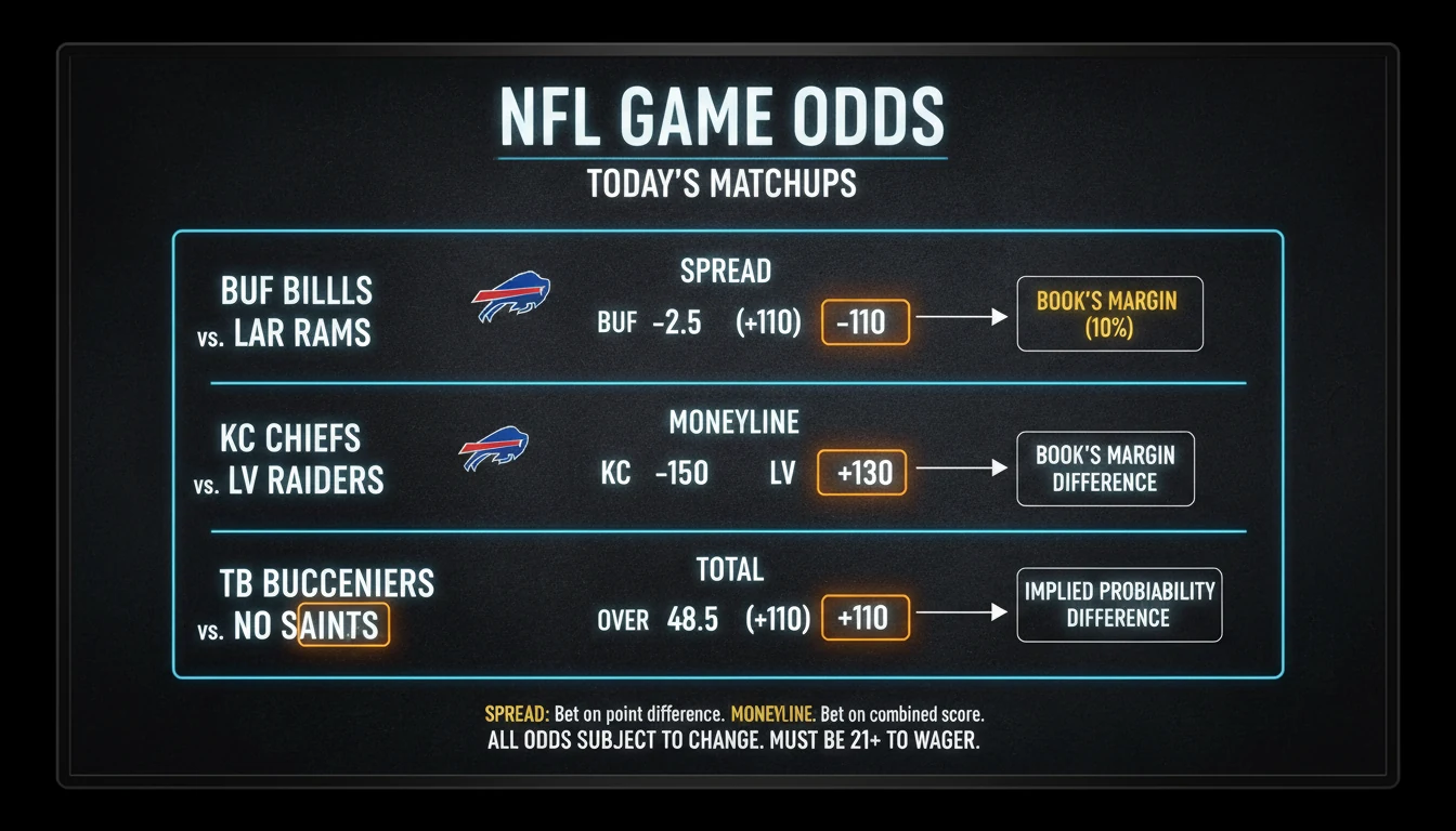 Sportsbook odds display showing the juice and margin built into betting lines